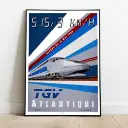 Poster TGV Record 1990 - A2 42.0 x 59.4 cm - 800Tonnes 8TTGVREC90 - Atlantique - SNCF - 515.3 km/h - 3