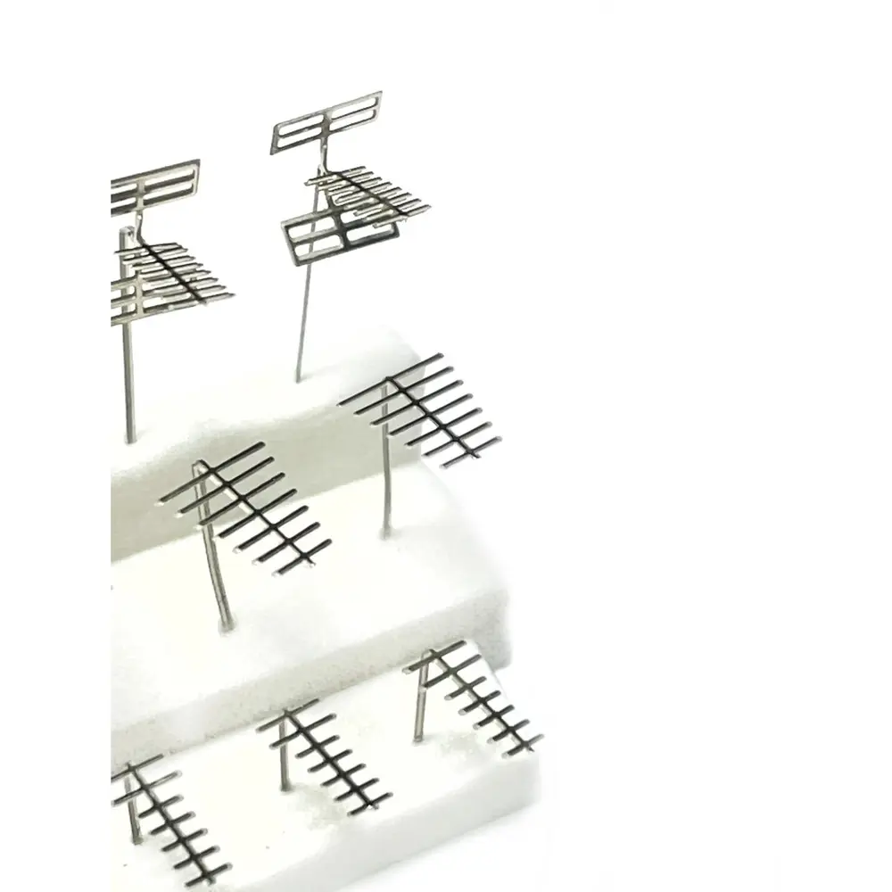Lot de 12 Antennes - 3 modèles nickel-argent photodécoupé | 87TRAIN 221018 | HO 1/87 - 5