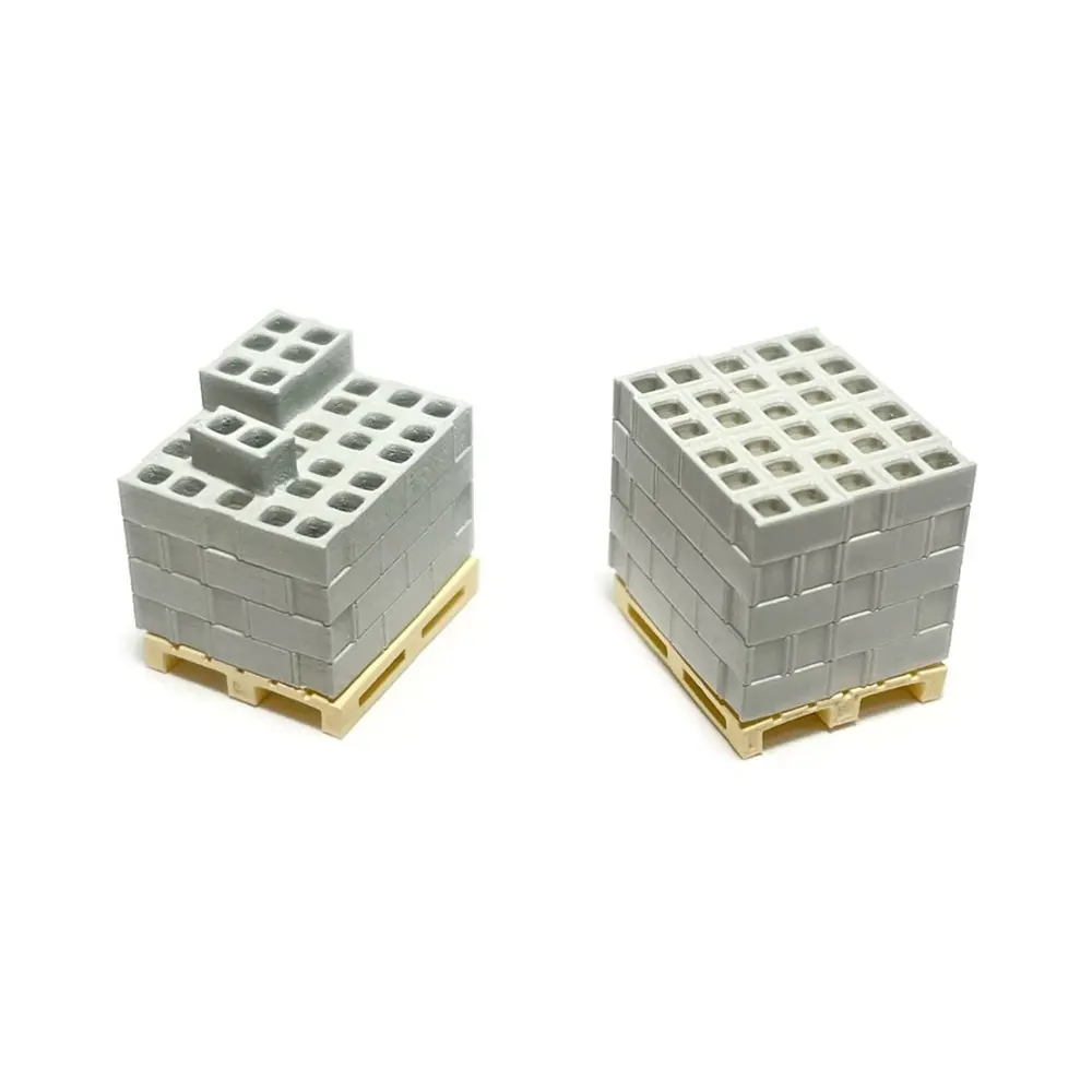 Ensemble de Blocs de Béton sur Palettes - 87TRAIN 221044 - HO 1/87 - 2