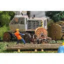 Scénette "Poseur de câble" Busch 7836 - HO 1/87 - figurine + remorque - 2