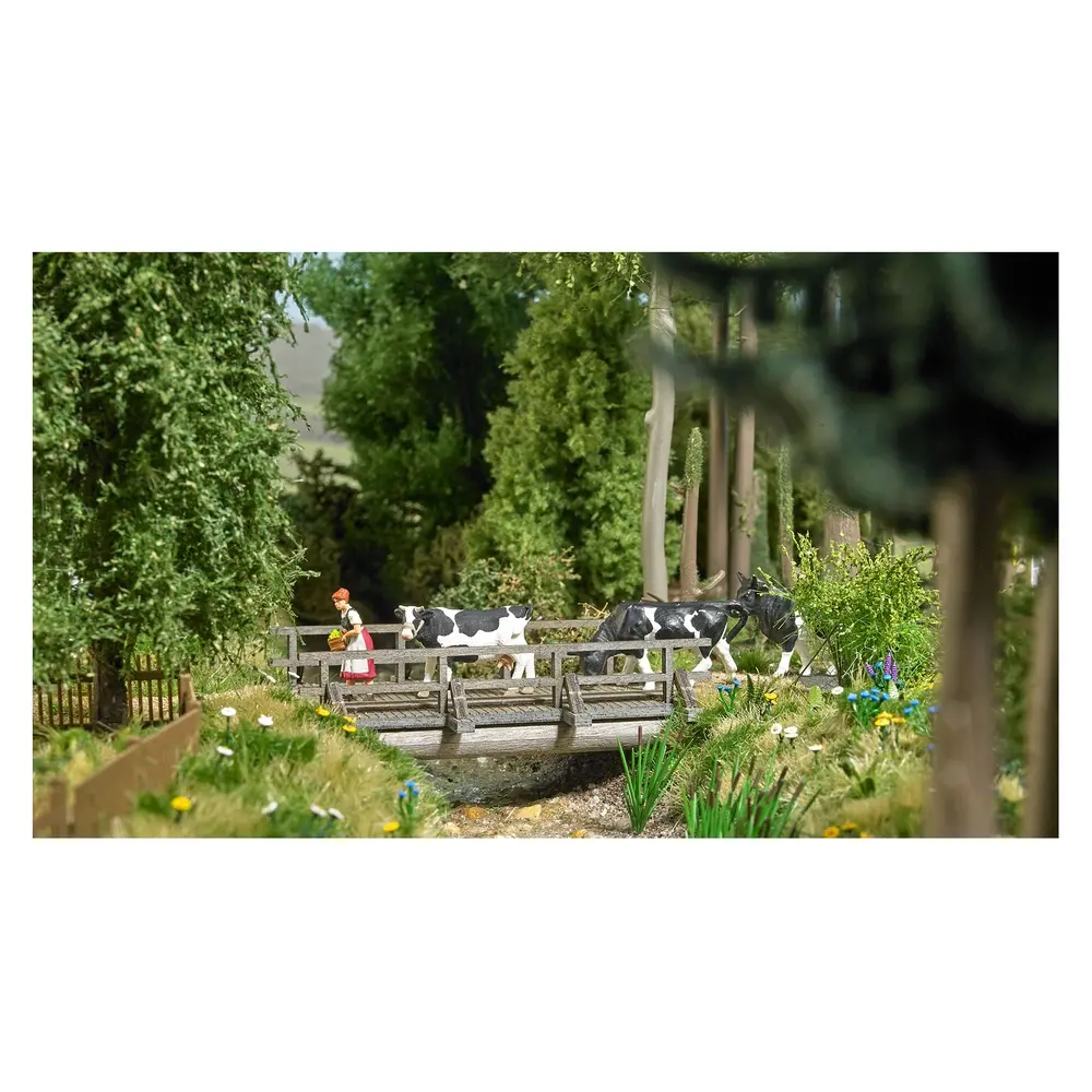 Pont/Passerelle piétons en bois véritable BUSCH 1850 - HO 1/87  - 4