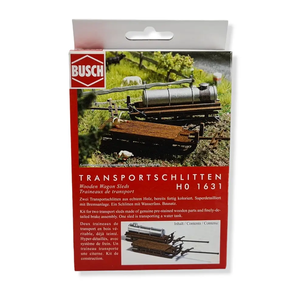 Lot de 2 traîneaux de transport - BUSCH 1631 - HO 1/87  - 2