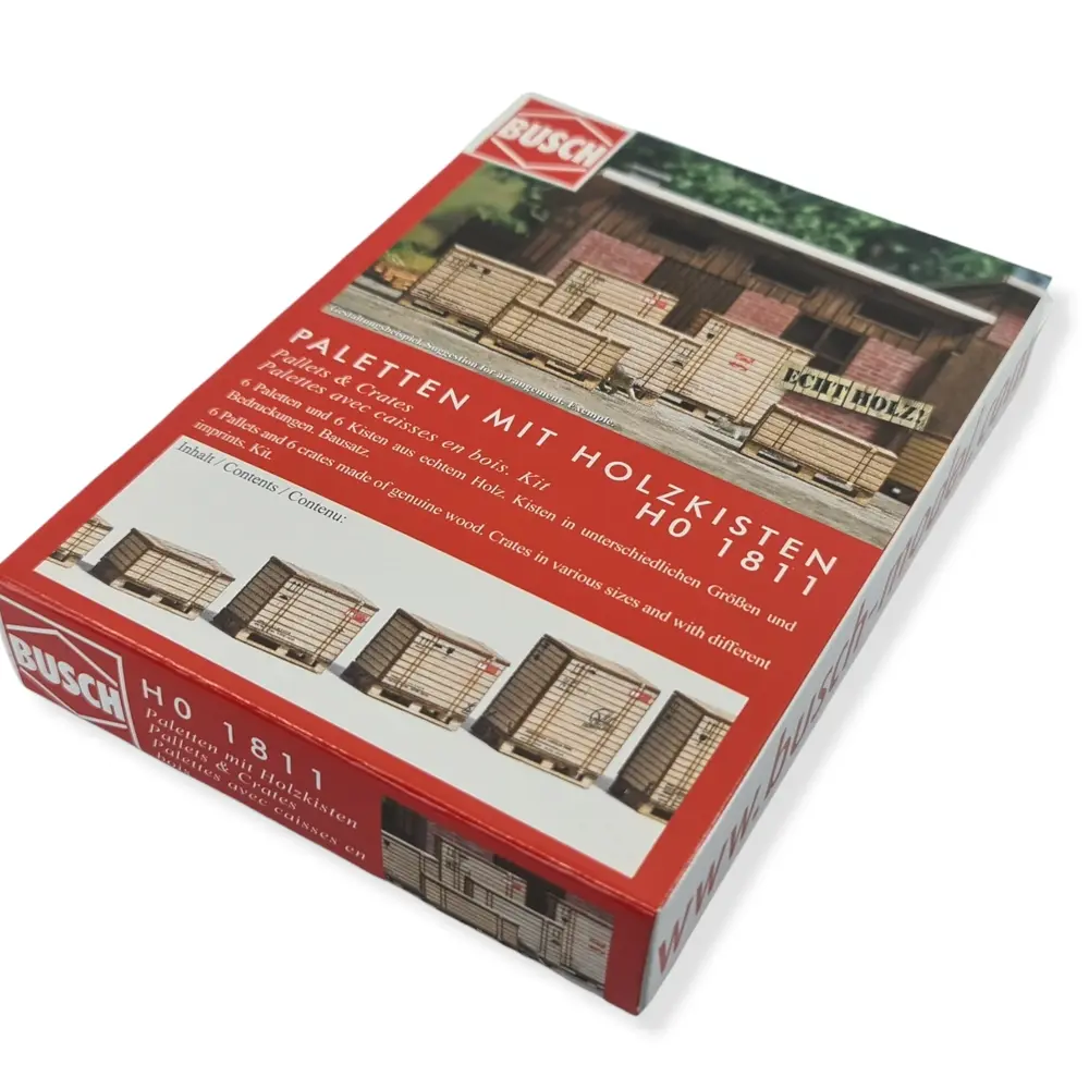 lot de 6 palettes avec leur caisse en bois BUSCH 1811 - HO 1/87 - 3