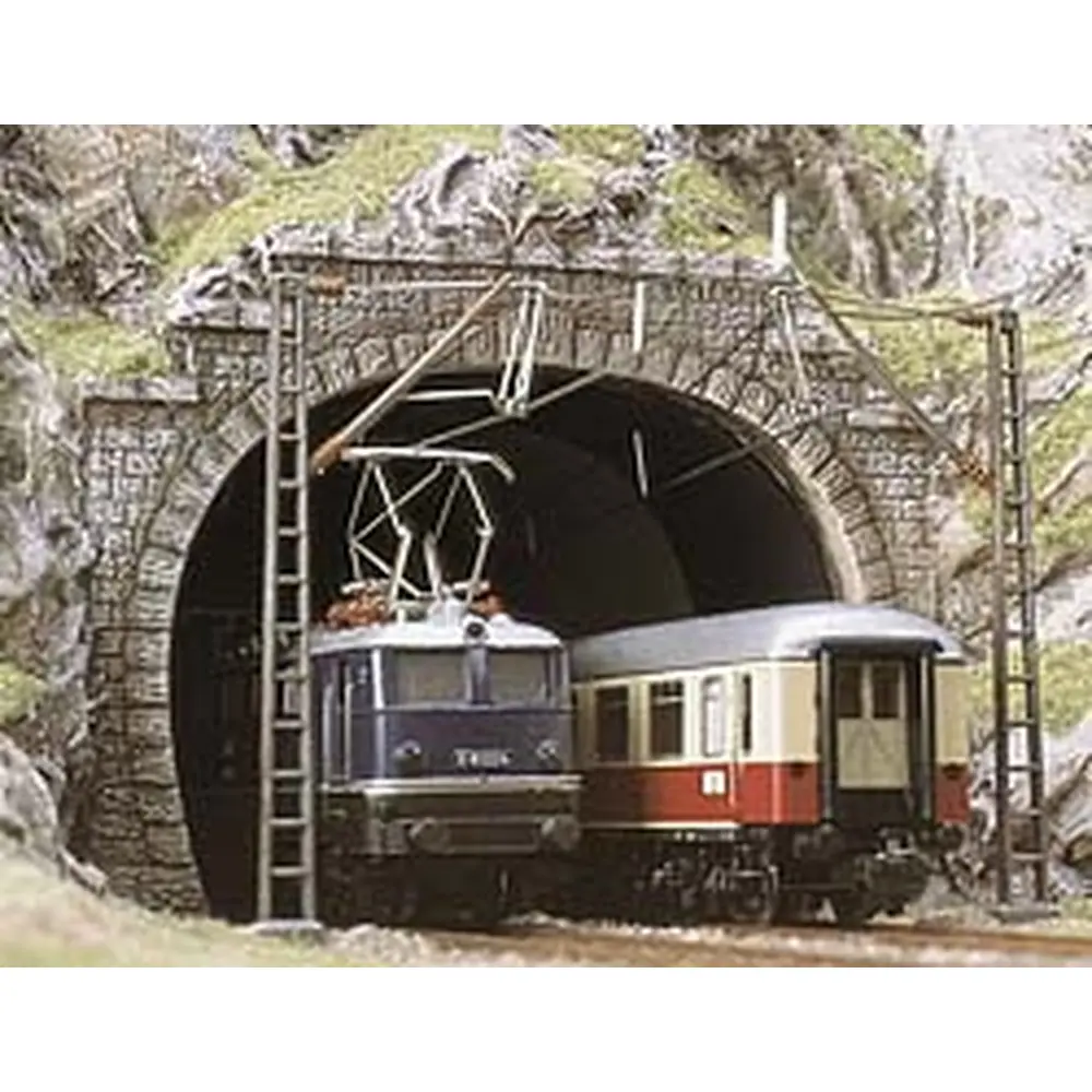 Entrée de Tunnel - 2 Voies - Pierre Taillée - Busch 7027 - HO : 1/87  - 2
