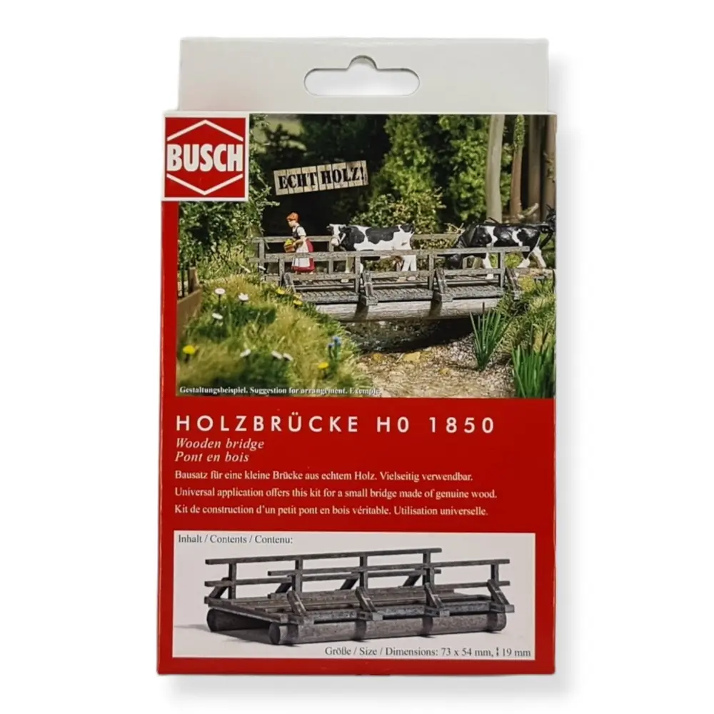 Pont/Passerelle piétons en bois véritable BUSCH 1850 - HO 1/87  - 3
