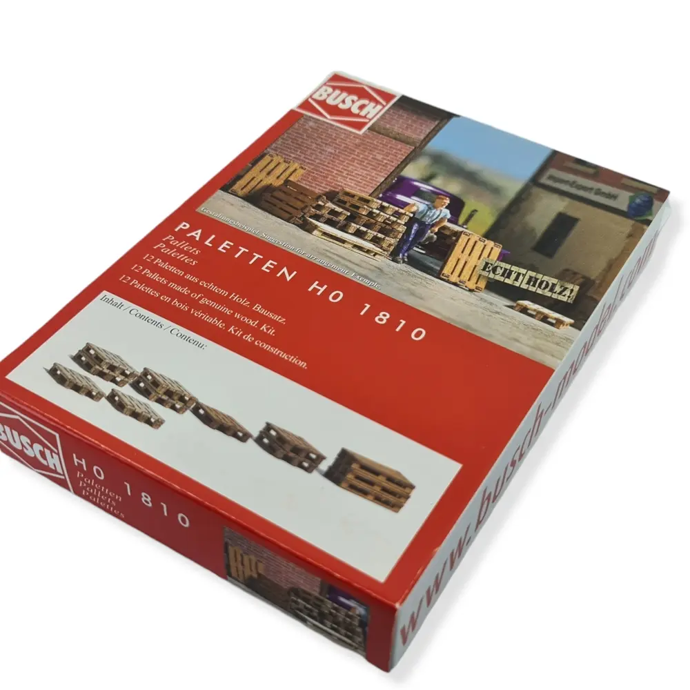 Lot de 12 palettes en bois vides BUSCH 1810 -  HO 1/87 - 3