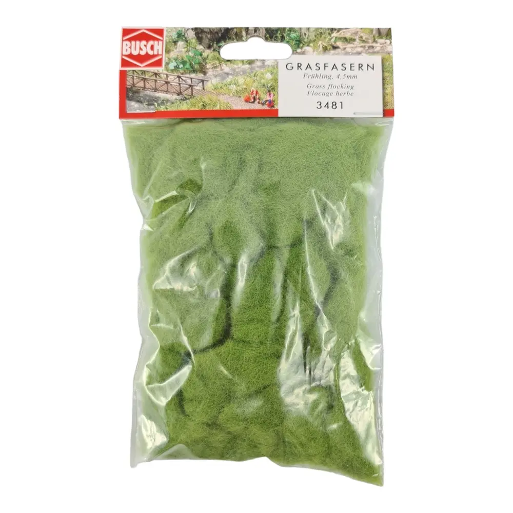 Flocage fibres d'herbe Busch 3481 - HO - 30 g - Printemps - 4.5 mm - 3