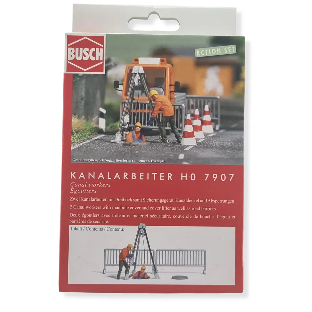 Travailleurs des égouts avec accessoires BUSCH 7907 - HO 1/87 - 2