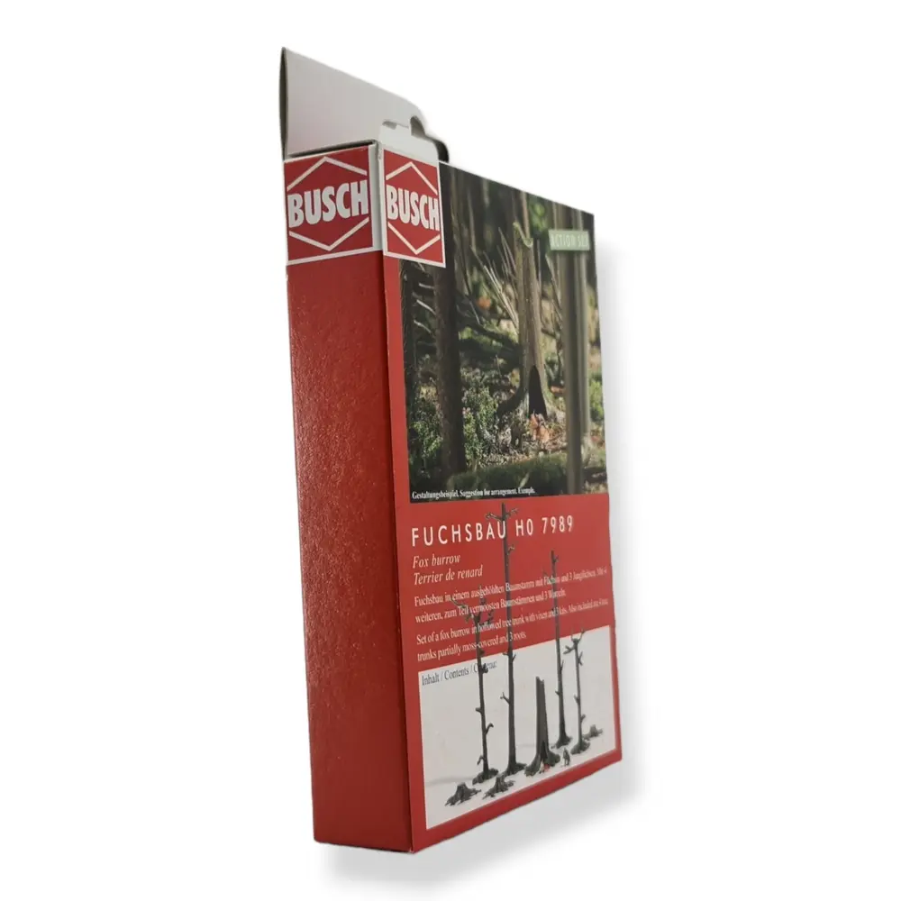 Tanière avec Renard & 3 jeunes, troncs d'arbres BUSCH 7989 HO - 2