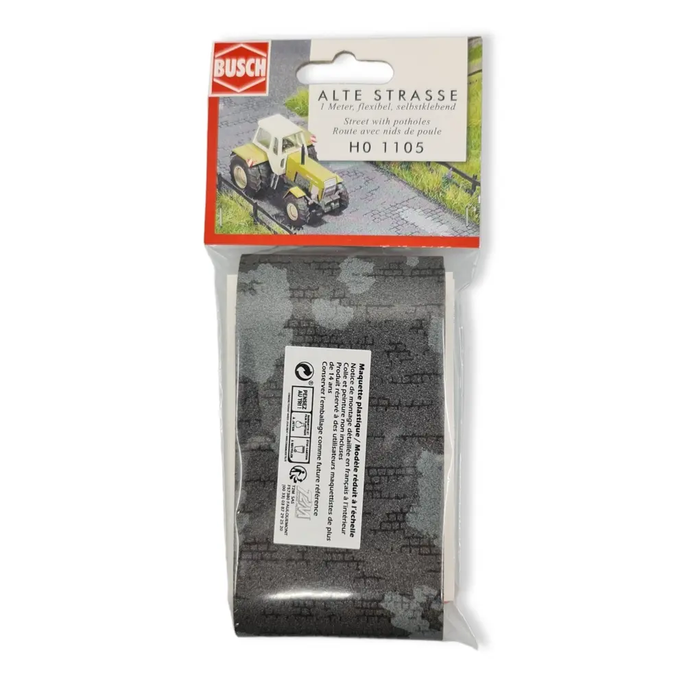 un rouleau de route auto-adhésif de 1 mètre "Vieille rue" BUSCH 1105 - HO 1/87 - 2