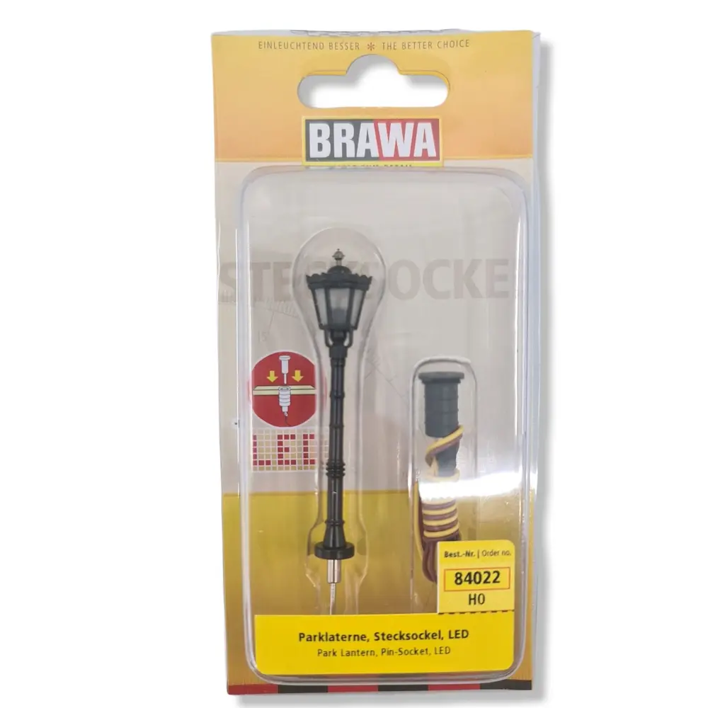Lanterne de Parc simple LED - Hauteur 60 mm BRAWA 84022 - HO 1/87 - 2