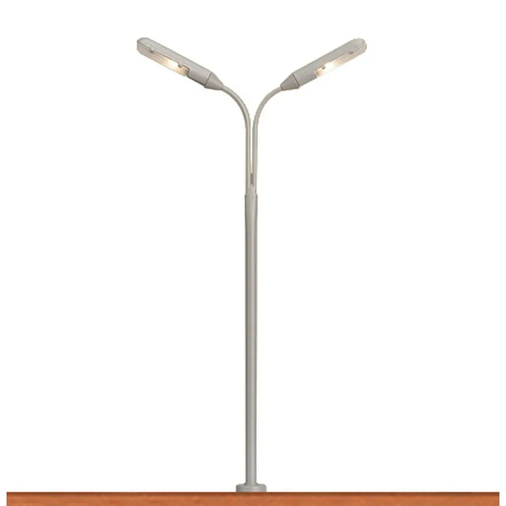 Lampadaire double sur pied avec éclairage à led - Brawa 84016 - HO 1/87 - 2