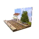 Diorama demi-gare PLM avec deux voies - Bois Modélisme 120001 - HO 1/87 - 4