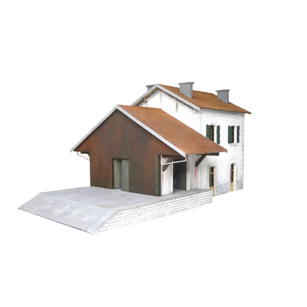 Gare avec halle à marchandises - Bois Modélisme 101003 - HO 1/87 - SNCF - 124 pièces - 3