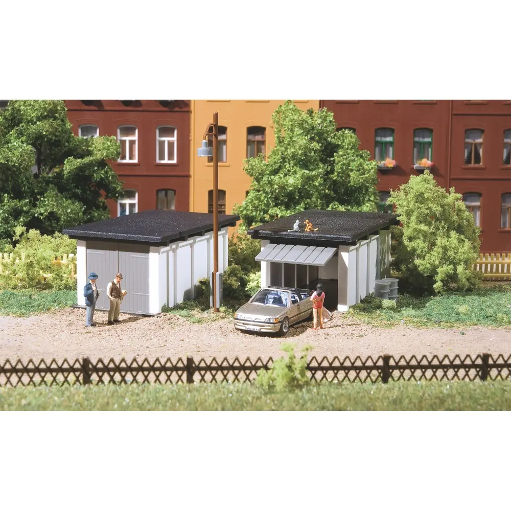 Set de 2 garages pour voitures - Auhagen 11420 - HO 1/87 - 3