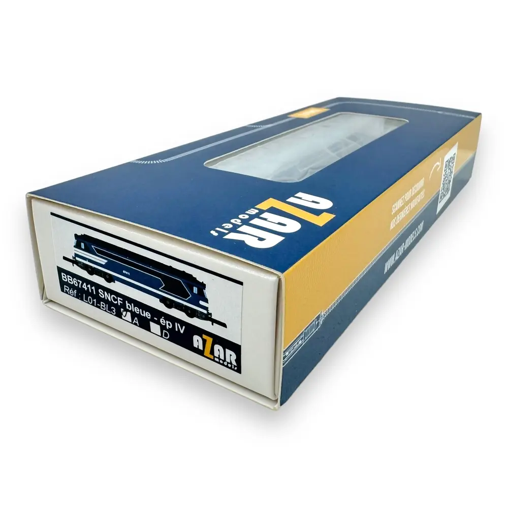 Locomotive diesel BB 67411 Bleue - Azar Models L01-BL3A - Z 1/220 - SNCF - Ep IV - Analogique - 2R - 4