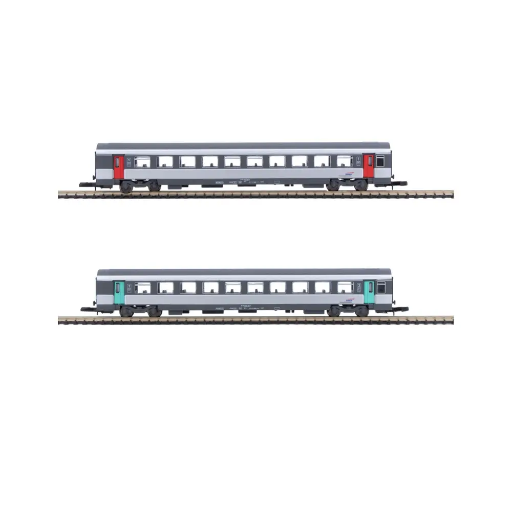 2 voitures voyageurs corail VTU, livrée Nouvelle déco, 1ère/2e classe - Azar Models V01-CPP1 - Z 1/220 - SNCF - 2R - 2