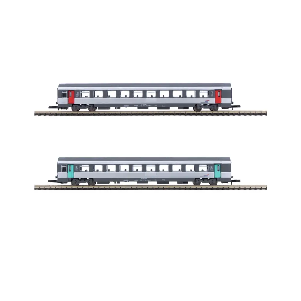 2 voitures voyageurs corail VTU, livrée Nouvelle déco, 1ère/2e classe - Azar Models V01-CPP1 - Z 1/220 - SNCF - 2R - 3