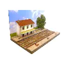 Diorama demi-gare PLM avec deux voies - Bois Modélisme 120001 - HO 1/87 - 5