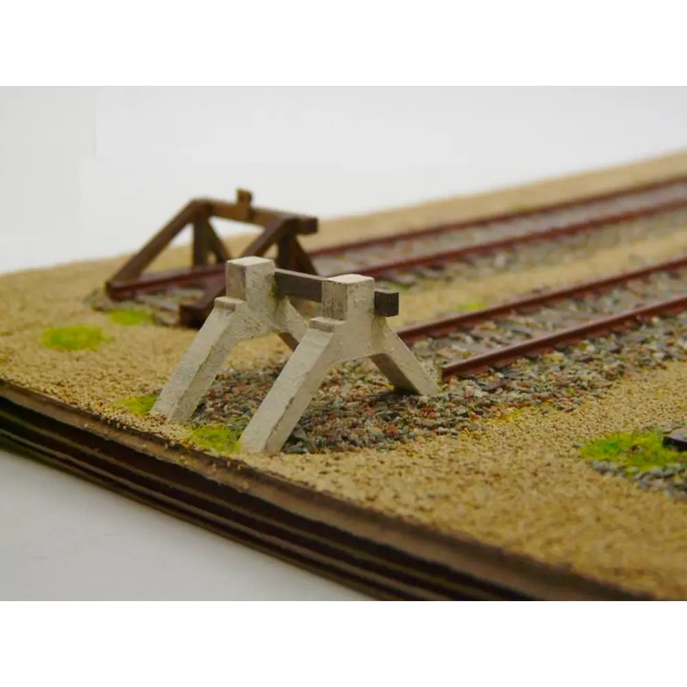 Lot de 12 heurtoirs bi-bloc en bois et béton armé - Bois Modélisme 113008 - HO 1/87 - 2