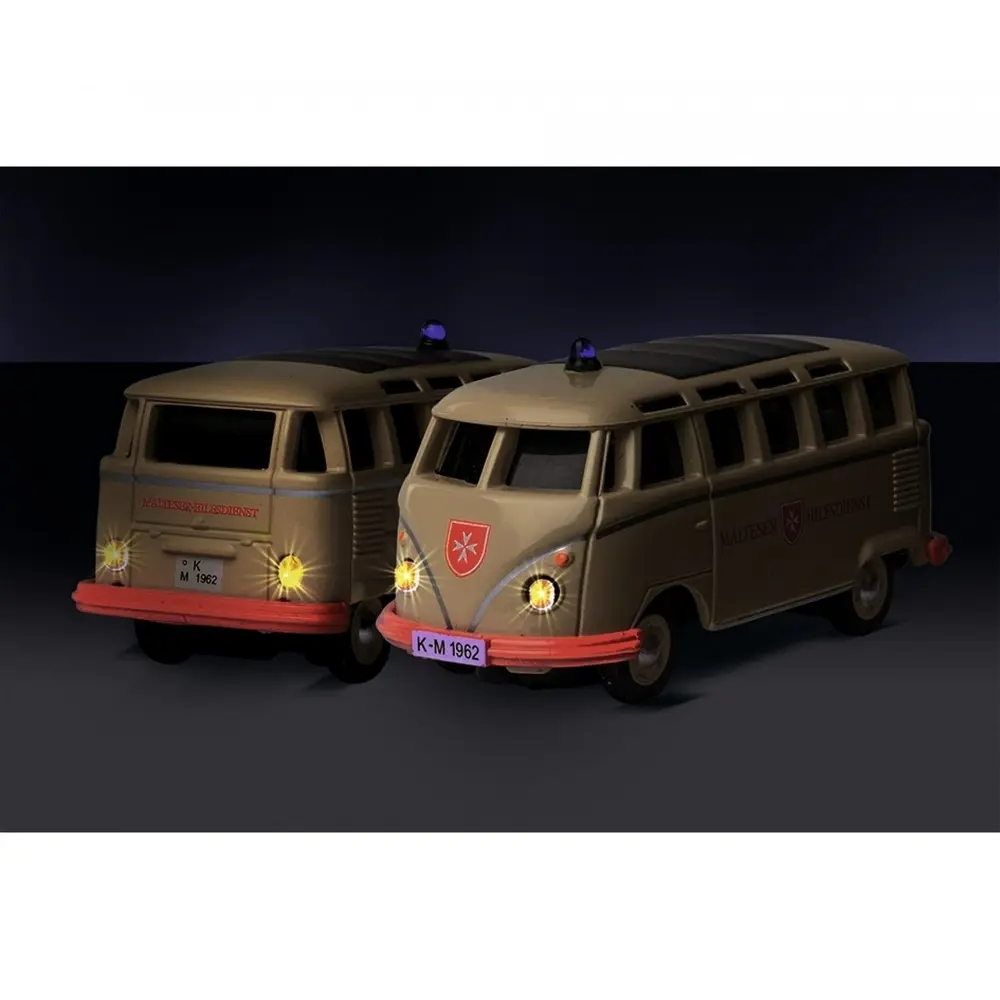 Bus VW T1 Police + ambulance combo 2.4G LCD - Carson 500504152 - HO 1/87  - 6