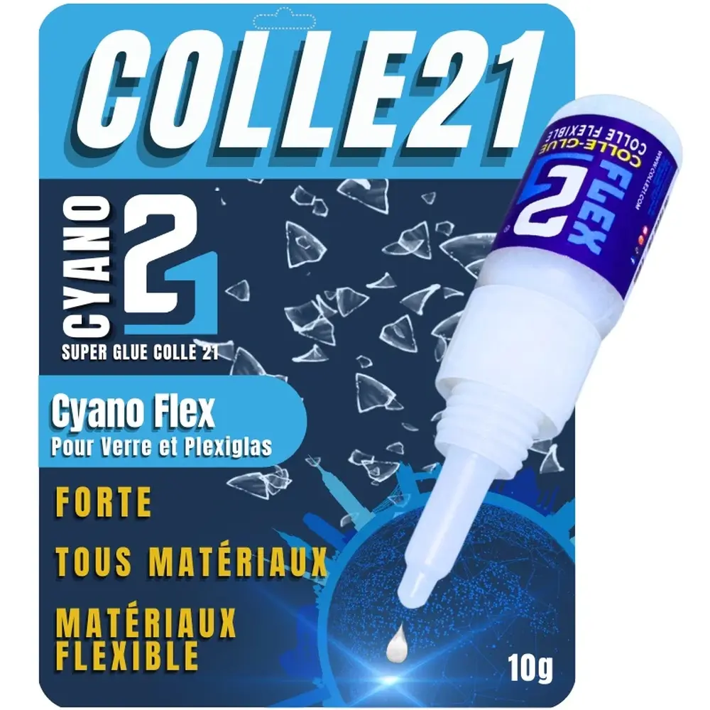 Colle Cyanoacrylate pour vitre, colle pour plexiglass, colle Flexible - Colle21 - 10g - 9