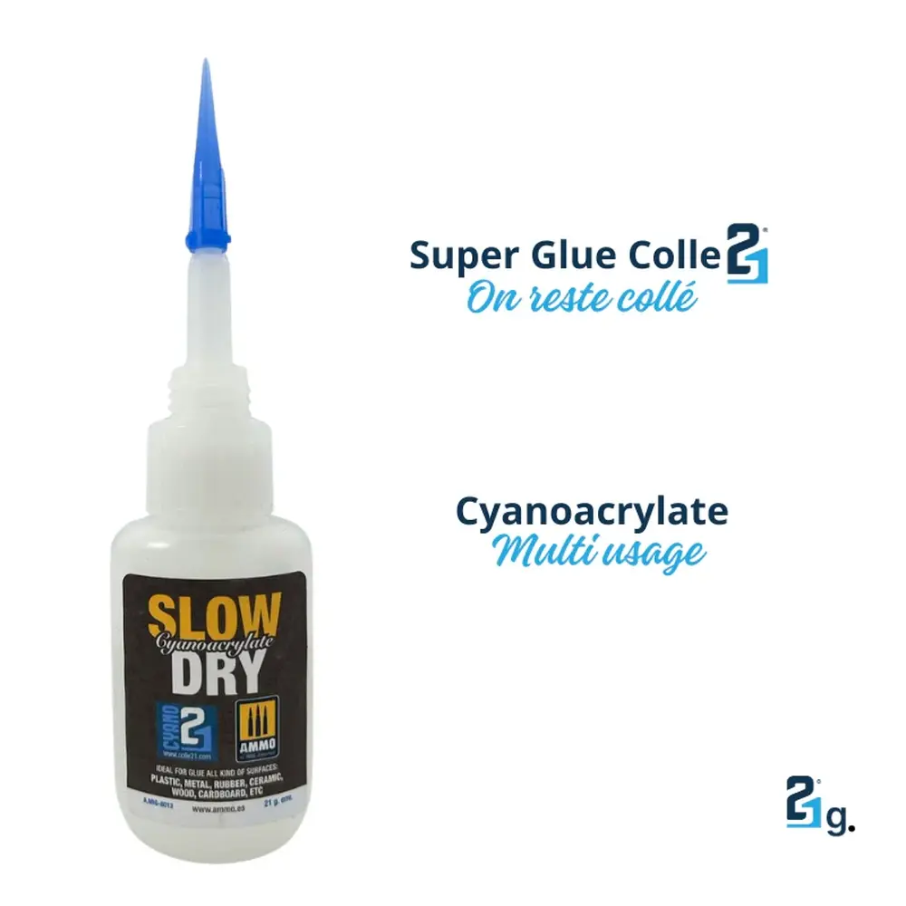 Super Glue Slow Dry Colle Cyanoacrylate - Colle21 - 21g - 5