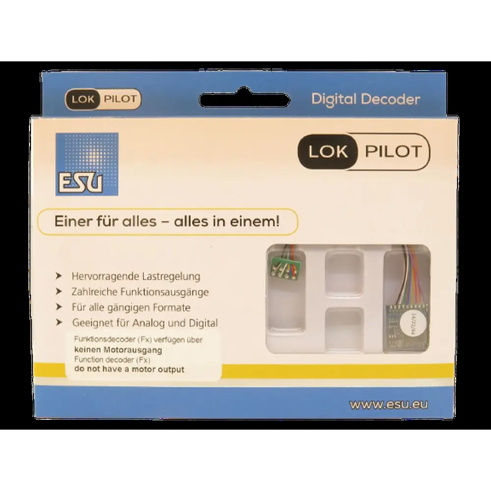 Décodeur LokPilot V5 Fx Esu 59220 - HO 1/87 - DCC - 8 broches / NEM 652 - 2