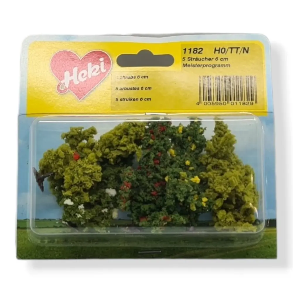 5 Arbustes - Vert - HEKI 1182 - Échelle HO / TT / N - 60 mm - 2