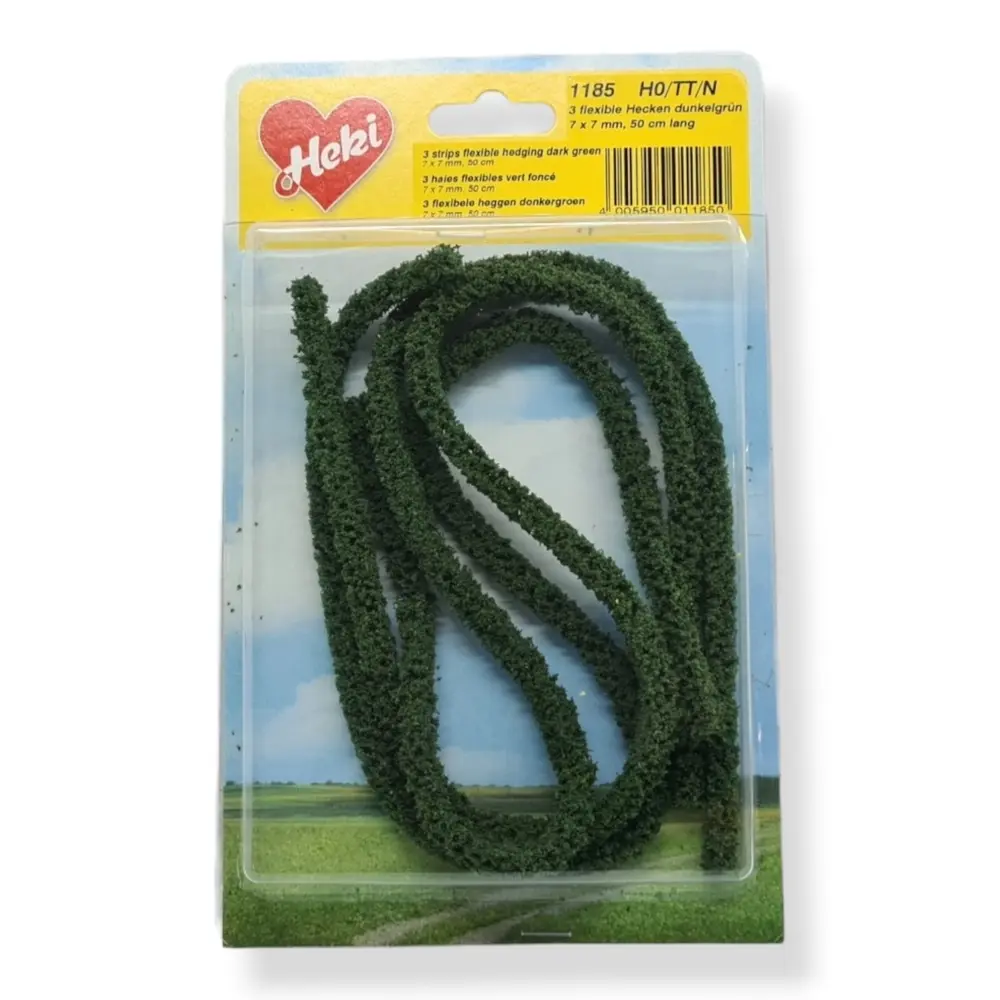 3 Haies flexibles - Vert foncé - HEKI 1185 - Échelle HO / TT / N - Longueur 50 cm - 2