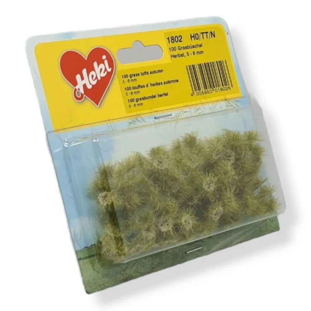 100 Touffes d'herbes automne - Vert - HEKI 1802 - Échelle HO / TT / N - 50 à 60 mm - 3