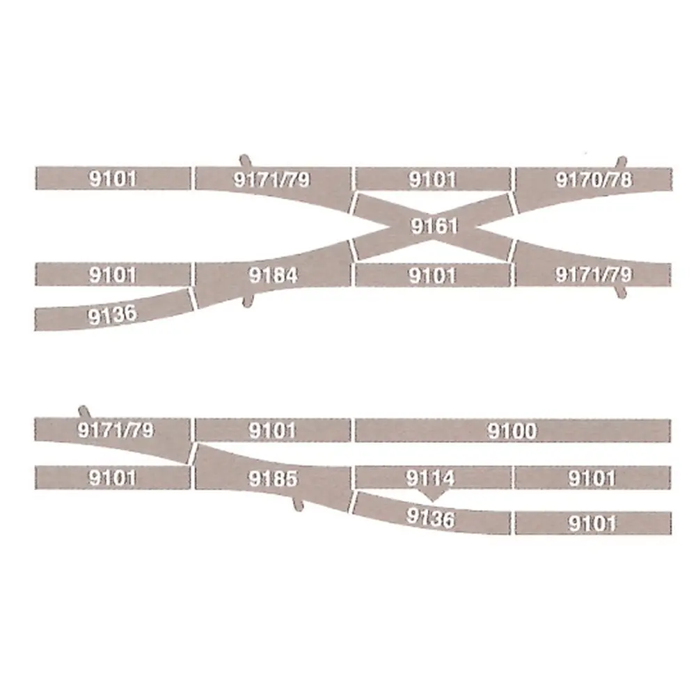 Croisement à gauche 111mm & 15° Fleischmann 9162 Insulfrog code 80 - N 1/160 - 3