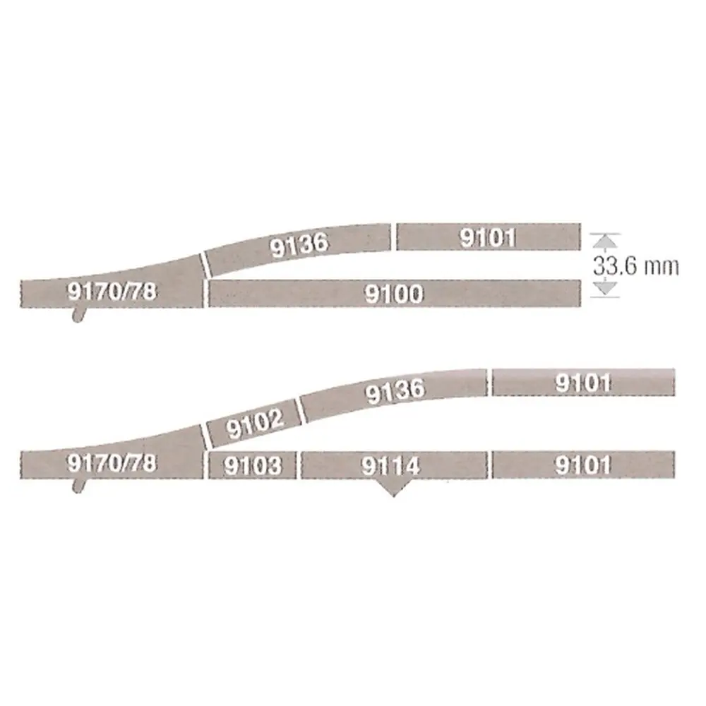 Rail droit avec ballast 57,5 mm Fleischmann 9102 - N : 1/160 - Code 80 - 3