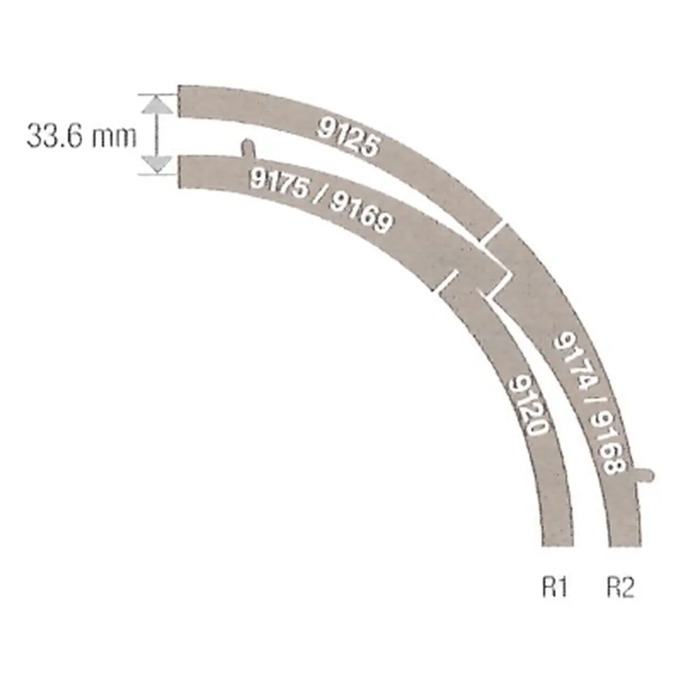Rail courbe ballasté rayon R1 192 mm 45° Fleischmann 9120 - N : 1/160 - Code 80 - 4
