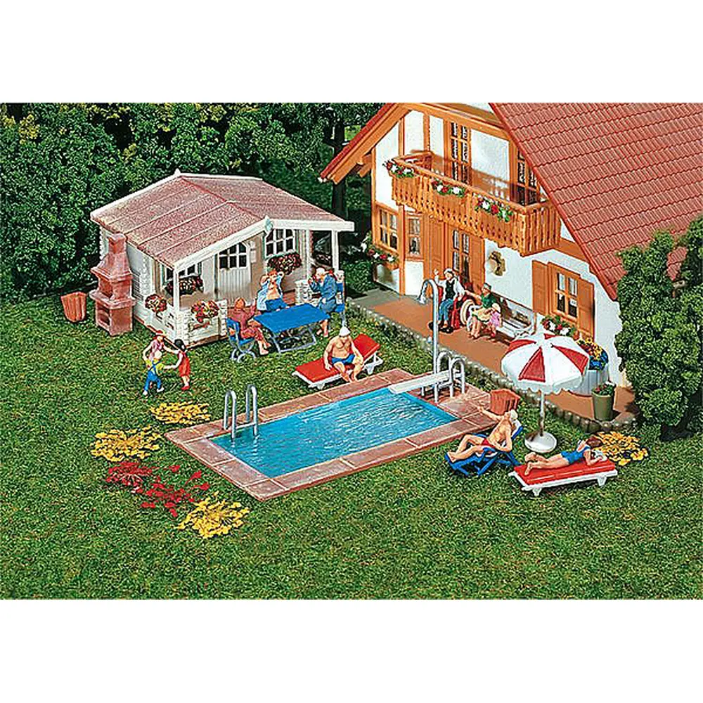 Piscine et abri de jardin - FALLER 180542 - HO 1/87 - EP III - 3