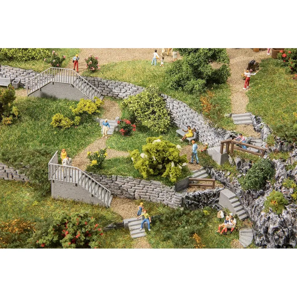 Ensemble d'escaliers en pierre grise Faller 180378 - HO : 1/87 - EP I - 2