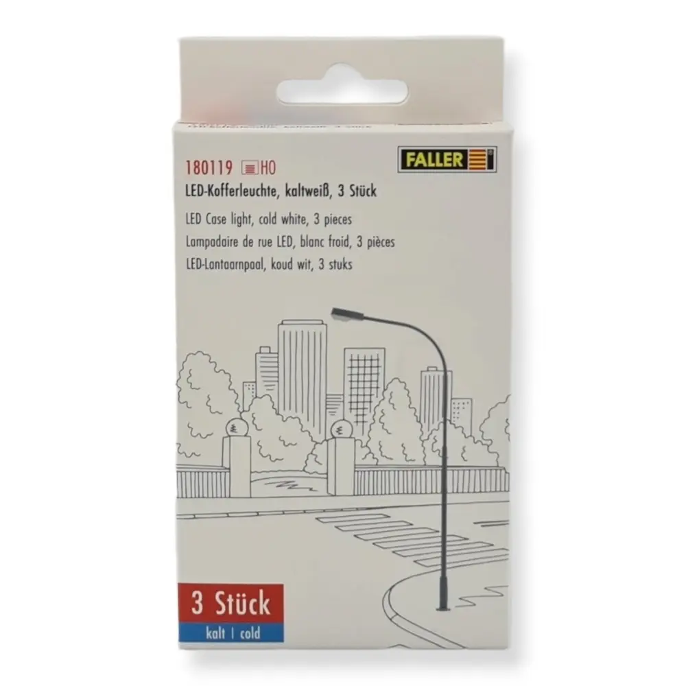 Lot de 3 lampadaires avec LED - Faller 180119 - HO 1/87 - 3