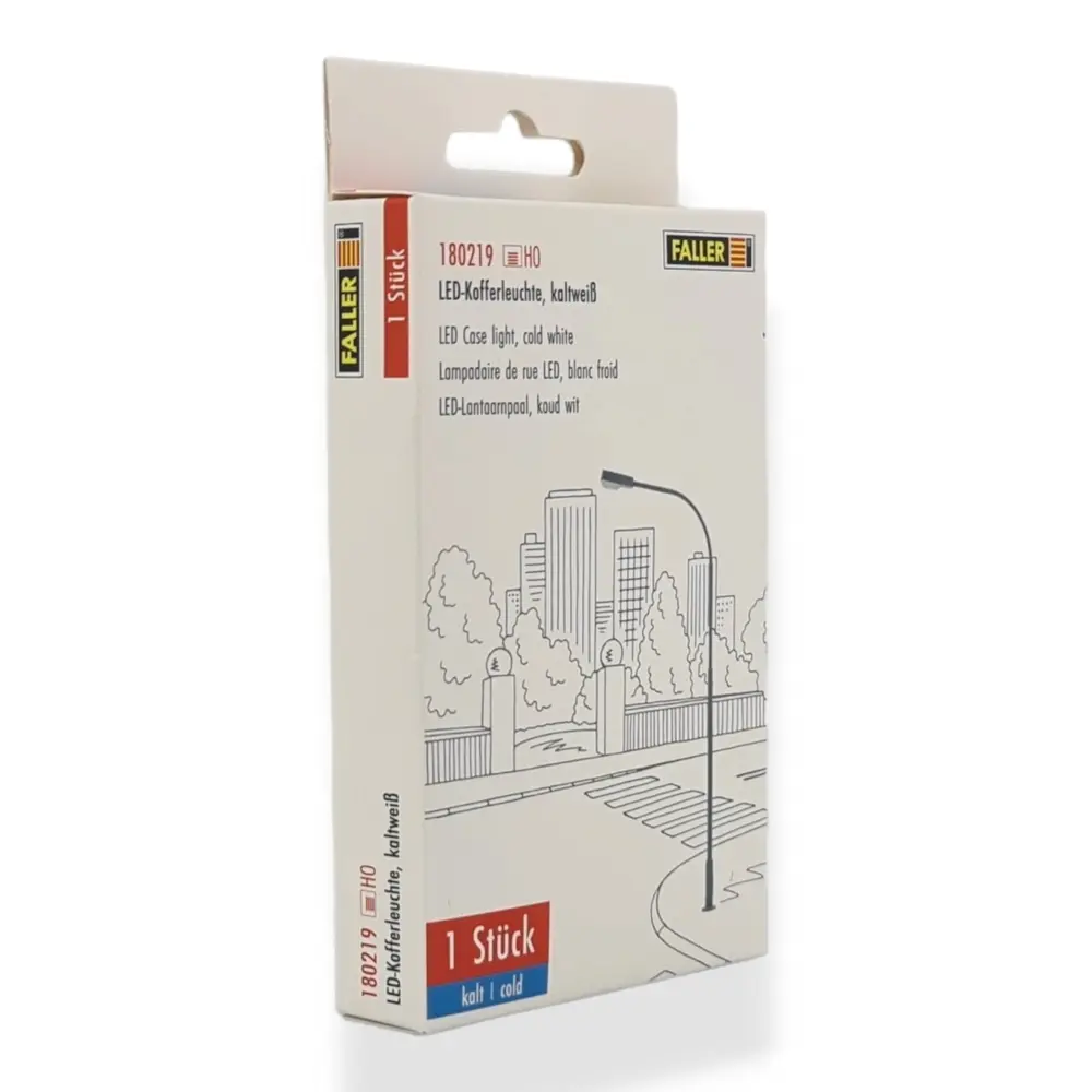 Lampadaire à LED blanc - Faller 180219 - HO 1/87 - hauteur 94 mm - 2