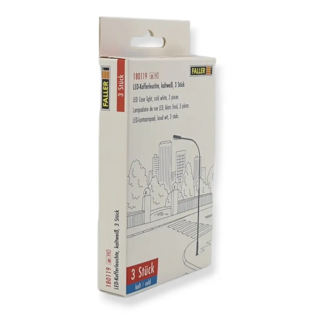 Lot de 3 lampadaires avec LED - Faller 180119 - HO 1/87 - 2