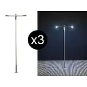 Lot de 3 lampadaires doubles avec LED - HO 1/87 - Faller 180103 - 2