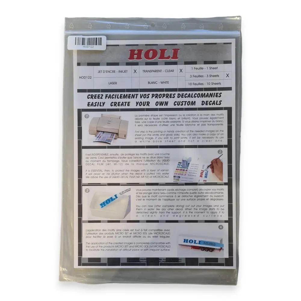 Lot de 3 feuilles transparentes pour Décalcomanies HOLI D122 - Jet d'encre - 2