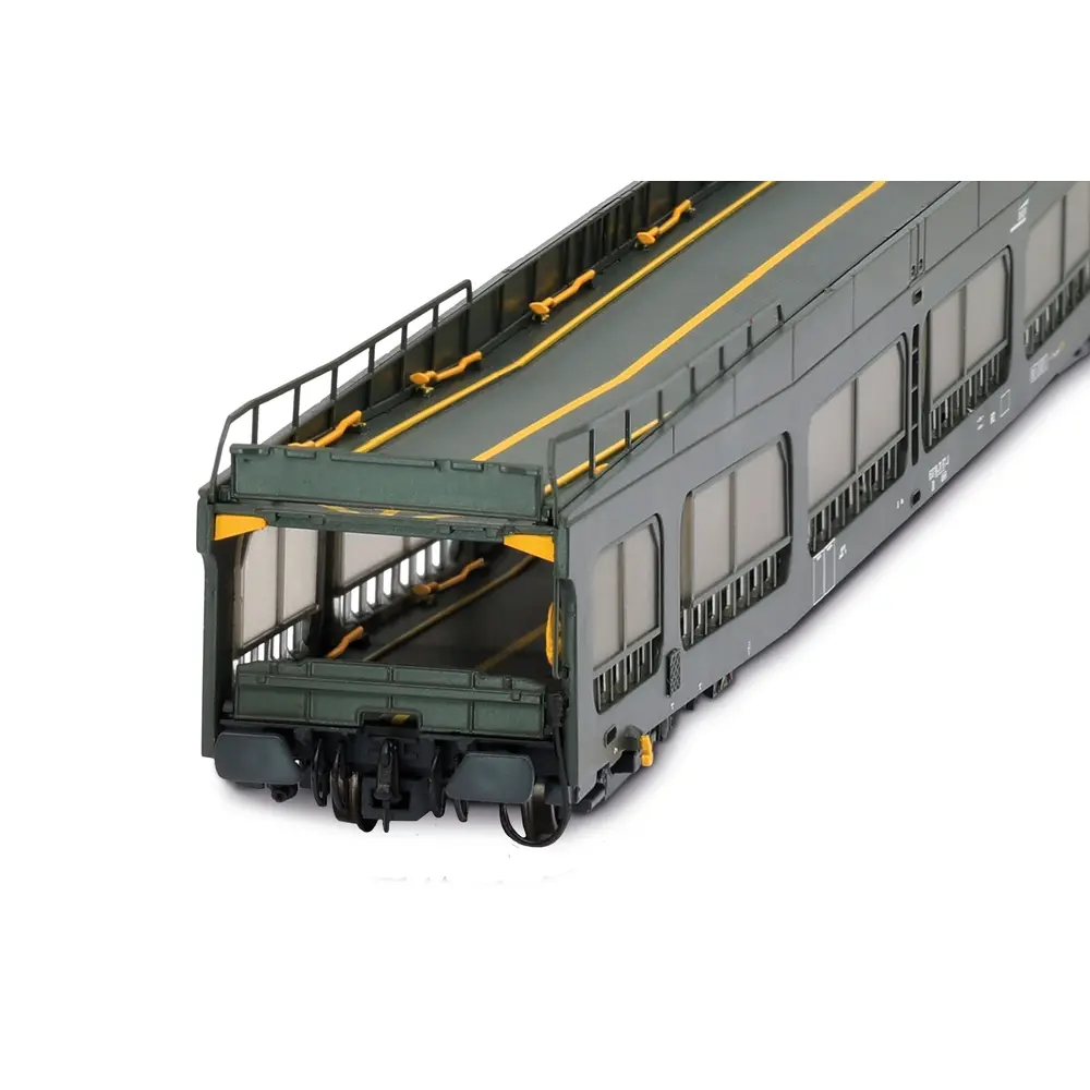 Wagon porte-autos DD DEV 66 vert avec parois de protection semi-transparentes, logo “Casquette” - Jouef HJS4211 - HO 1/87 - SNCF - Ep V - 2R - 2