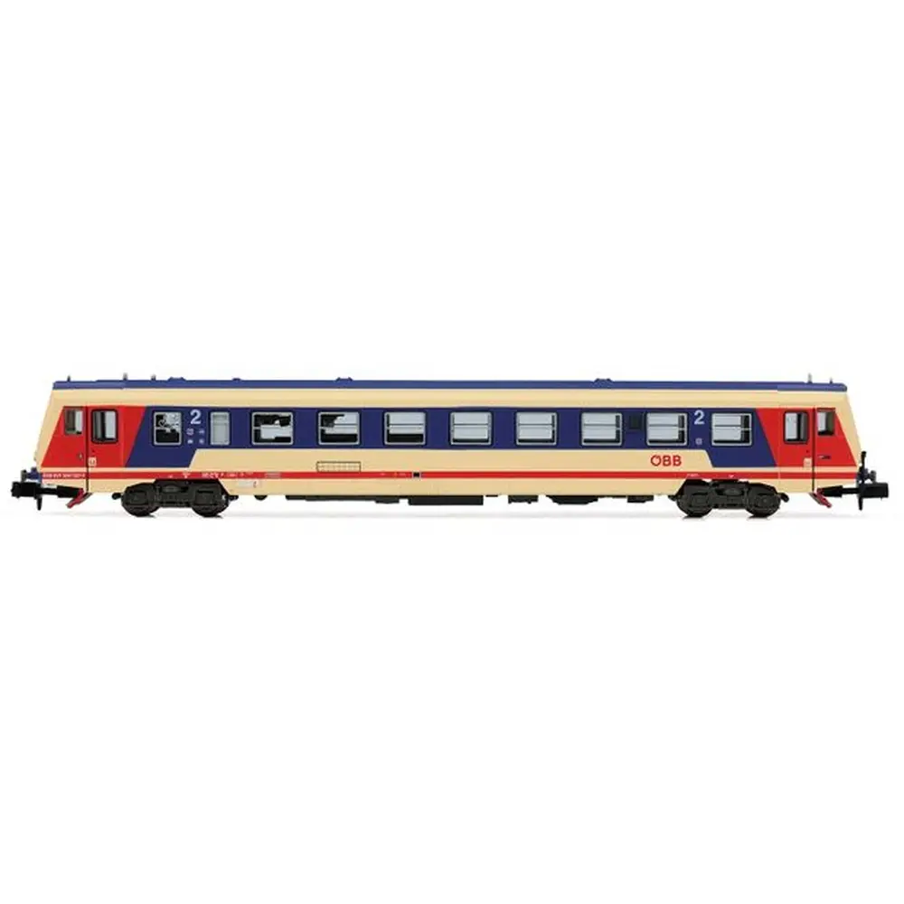 Set de 2 autorails diesels classe 5047 ( motorisé + neutre ), livré rouge/bleu/beige avec nouveau logo « ÖBB » - Arnold HN2522 - N 1/160 - ÖBB - Ep IV/V - Analogique - 2R - 2