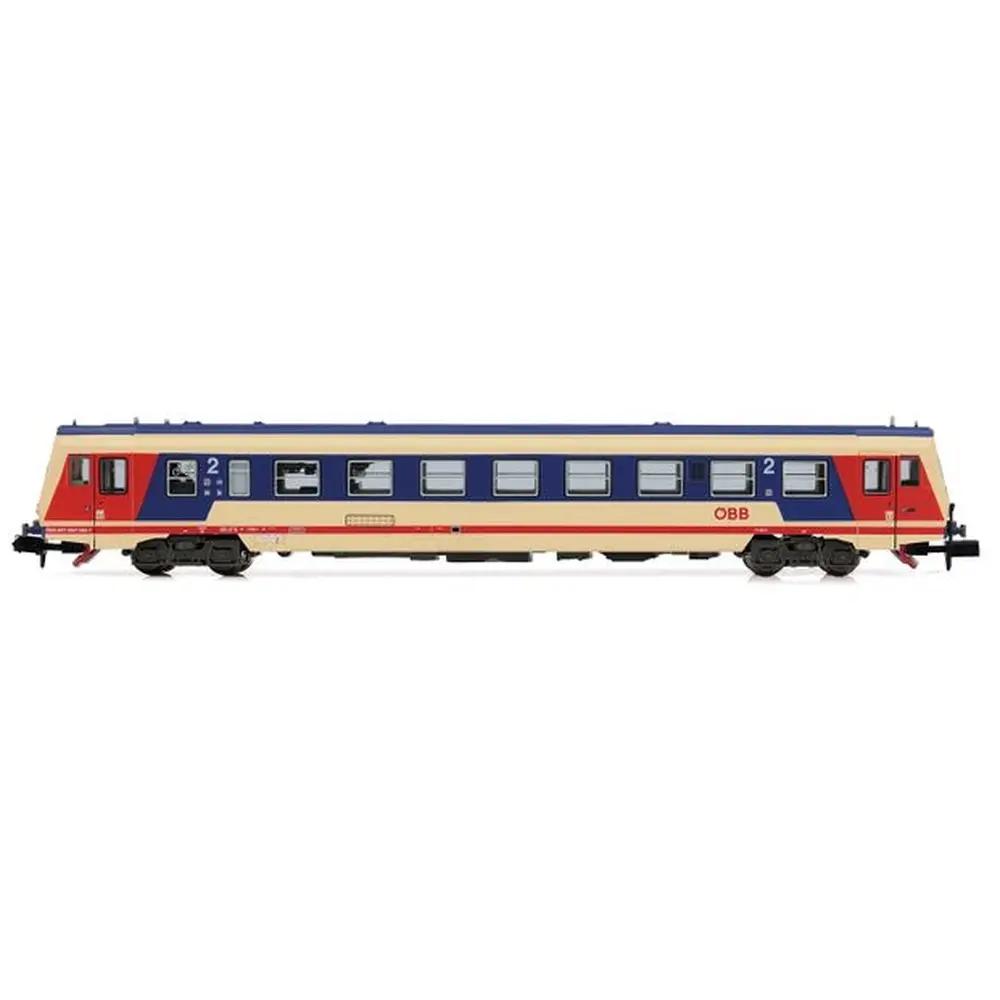 Set de 2 autorails diesels classe 5047 ( motorisé + neutre ), livré rouge/bleu/beige avec nouveau logo « ÖBB » - Arnold HN2522 - N 1/160 - ÖBB - Ep IV/V - Analogique - 2R - 3