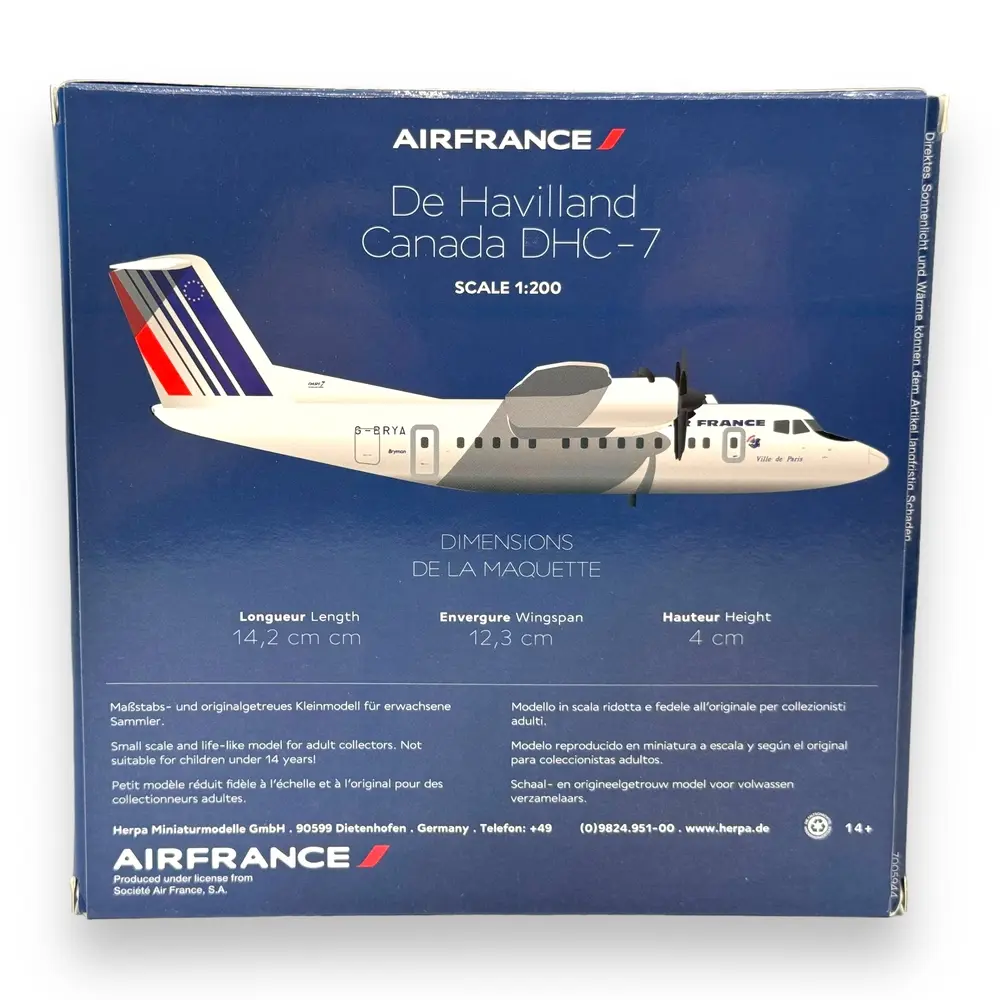 Avion DHC-7 Air France De Havilland Canada - G-BRYA « Ville de Paris » - Herpa 572644 - 1/200 - 7