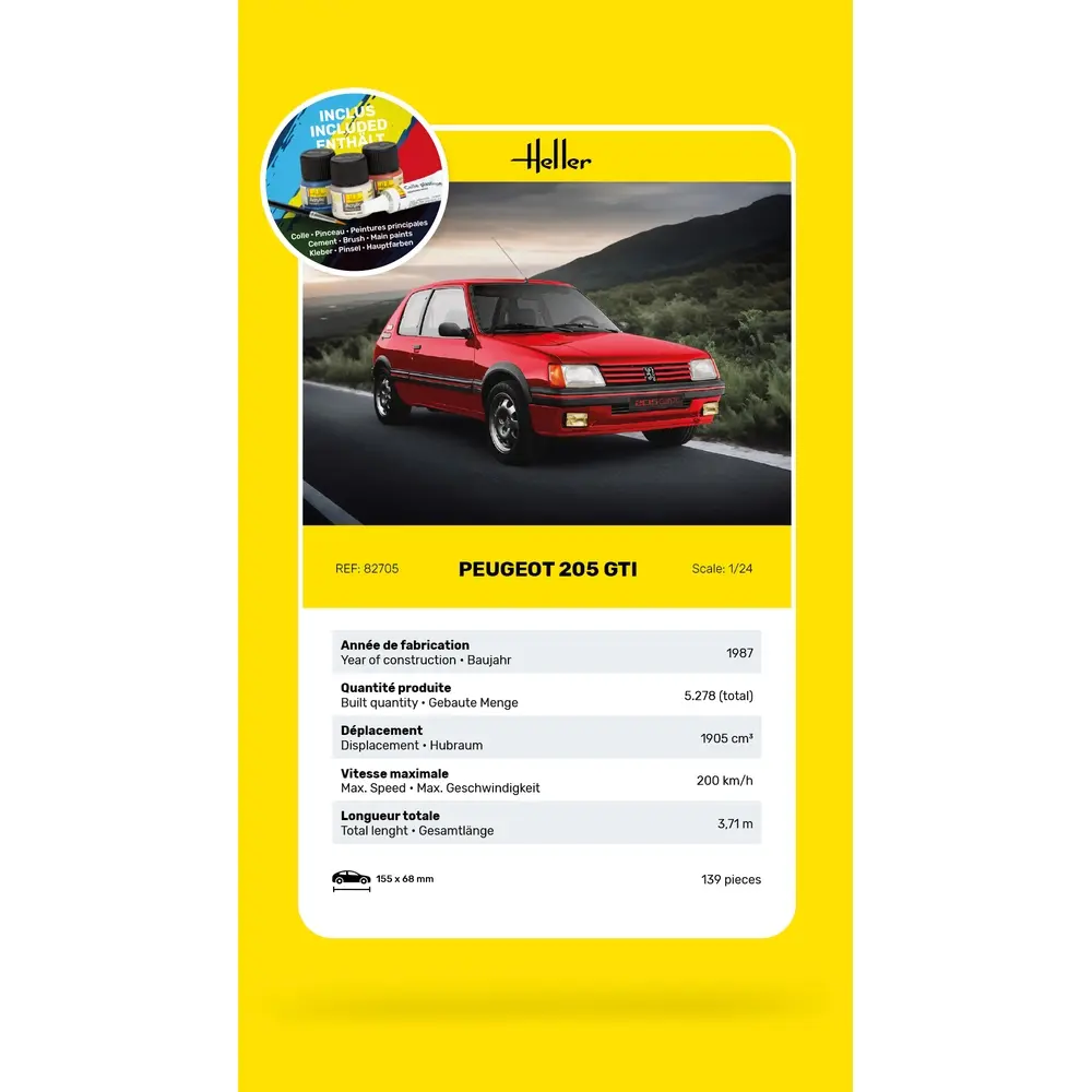 Starter Kit Peugeot 205 GTI - Heller 58705 - 1/24 - 6