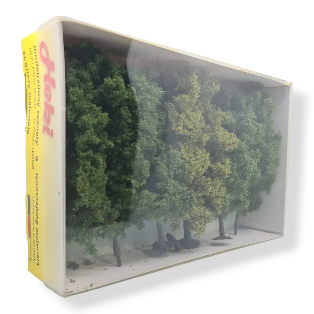 5 Arbres à feuilles - Vert moyen / clair - HEKI 1990 - Échelle HO / TT - 180 mm - 2