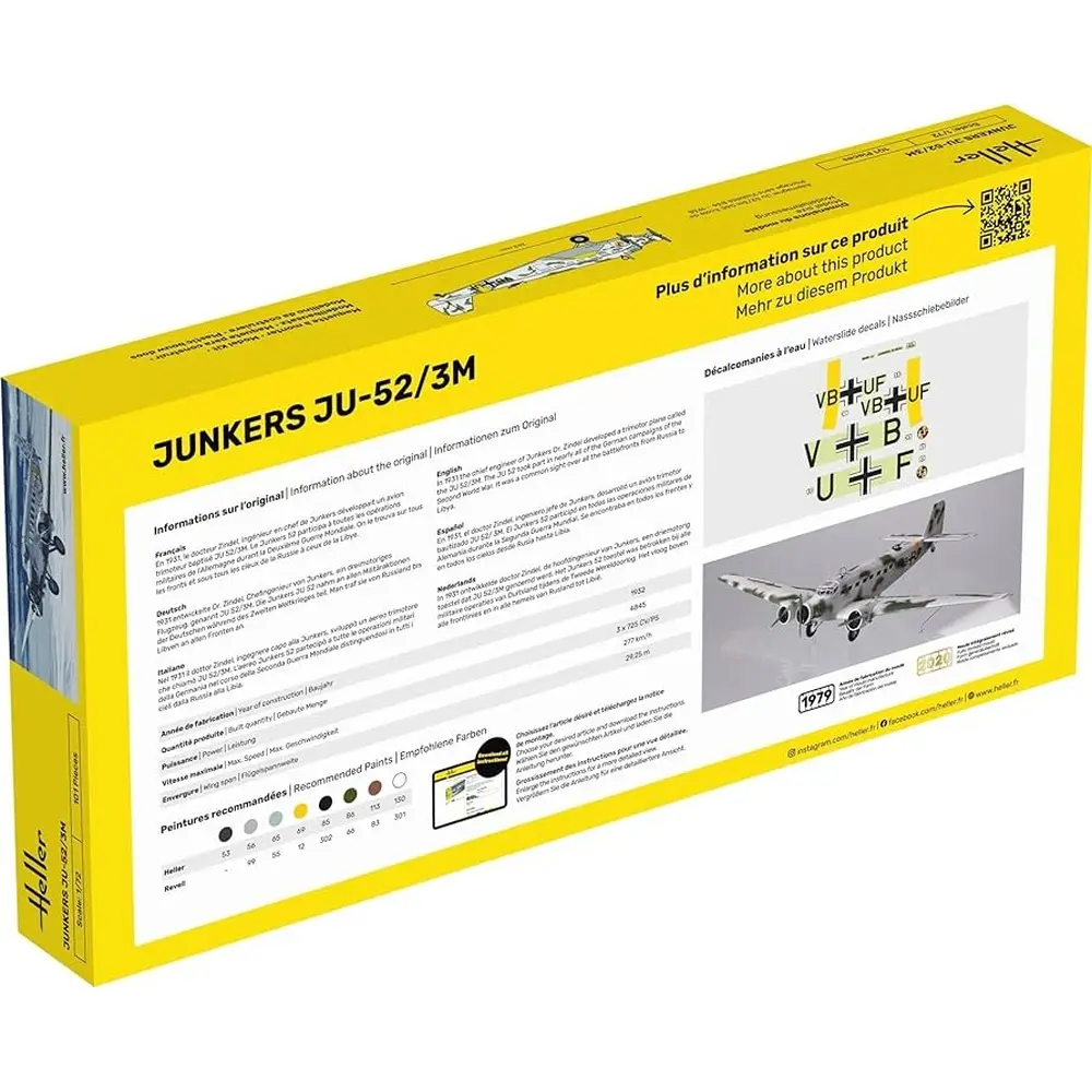 Kit de démarrage Avions Junkers JU-52/3M - Heller 56380 - 1/72 - 3