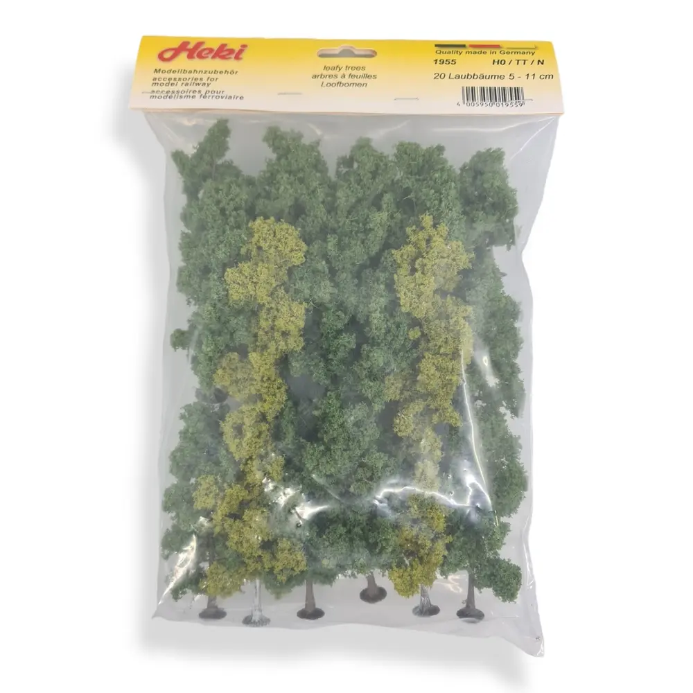 20 Arbres à feuilles - Vert moyen / clair - HEKI 1955 - Échelle HO / TT / N - 50 à 110 mm - 2