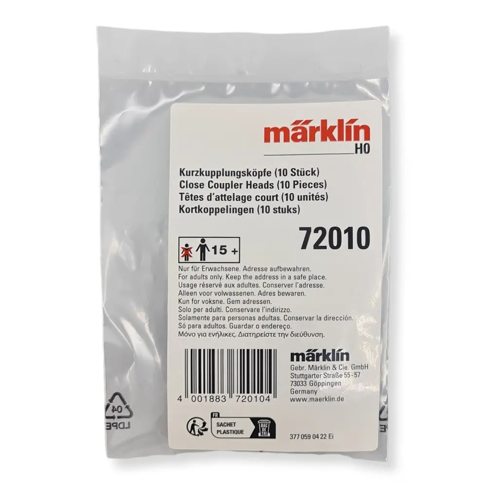 10 têtes d'attelage court - Hauteur tampons réduites MÄRKLIN 72010 - HO - 3